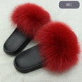 Hot Fur Slippers Women Fox Fluffy