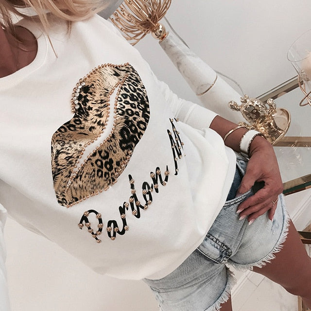 Lips Long Sleeve Women Blouse