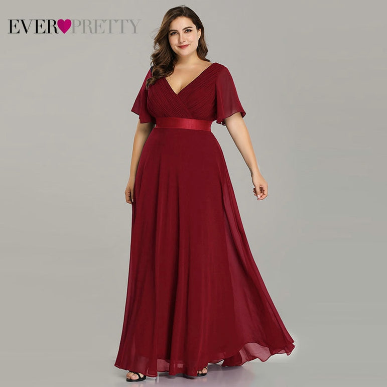 Elegant V-Neck Ruffles Chiffon Formal Dress