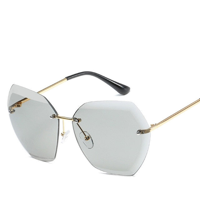 Luxury Rimless Sunglasses Oversized