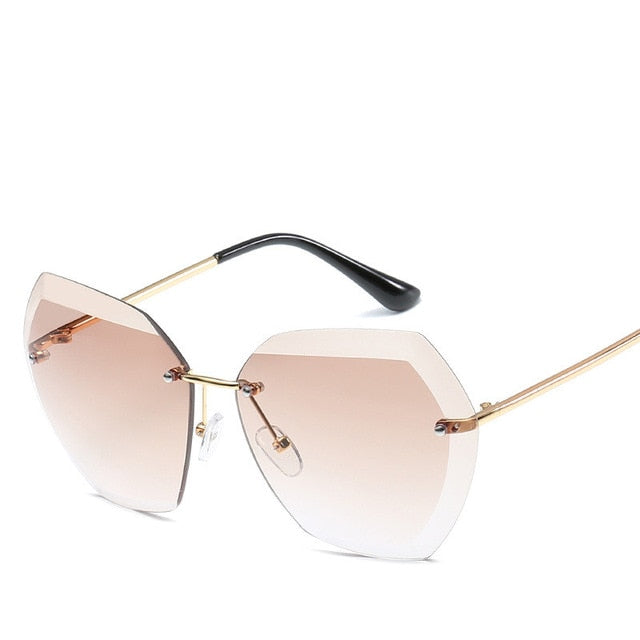 Luxury Rimless Sunglasses Oversized