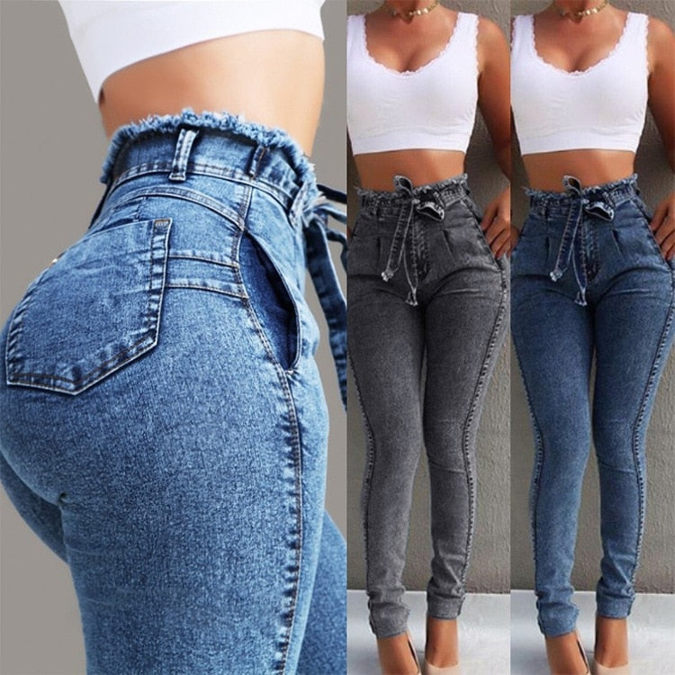 High Waist Jeans Slim Stretch Denim