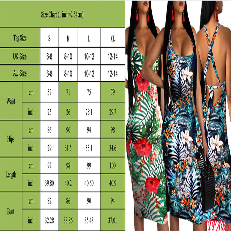 Ladies Sleeveless Summer Boho Printed Dress