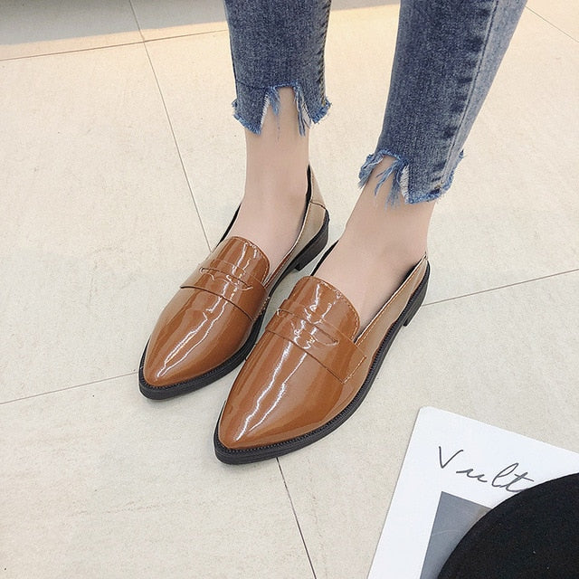 Women Pumps Fashion Shiny Leather