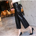 Leather Pants Women With Belt High Waisted