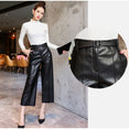 Leather Pants Women With Belt High Waisted