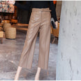 Leather Pants Women With Belt High Waisted