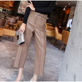 Leather Pants Women With Belt High Waisted