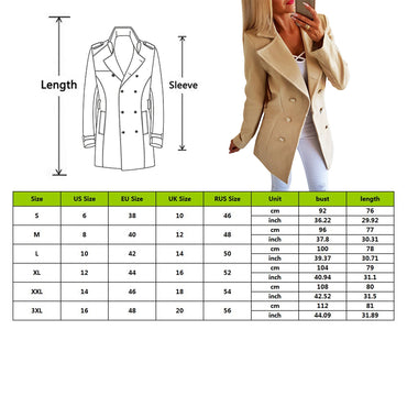 Autumn Winter Women Lapel Long Jacket