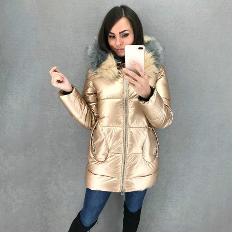 Fur Hooded Women Winter Coat