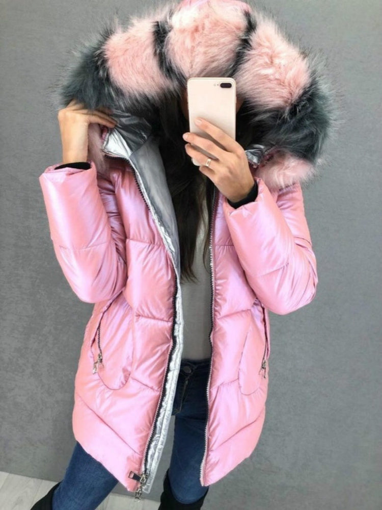 Fur Hooded Women Winter Coat