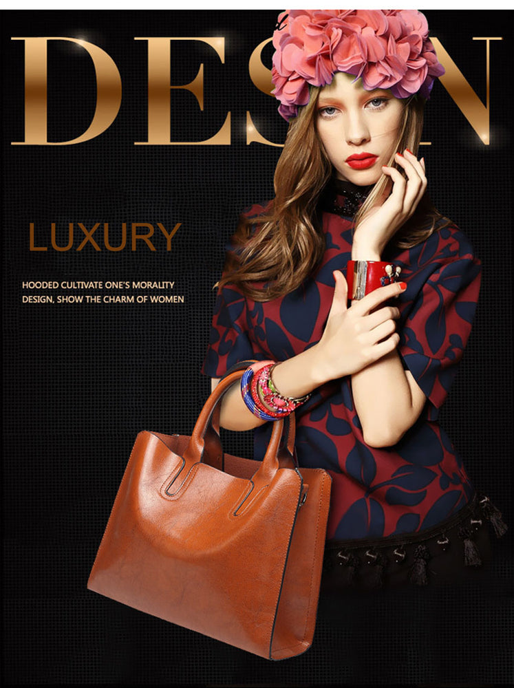 Leather Handbags Big Women Bag