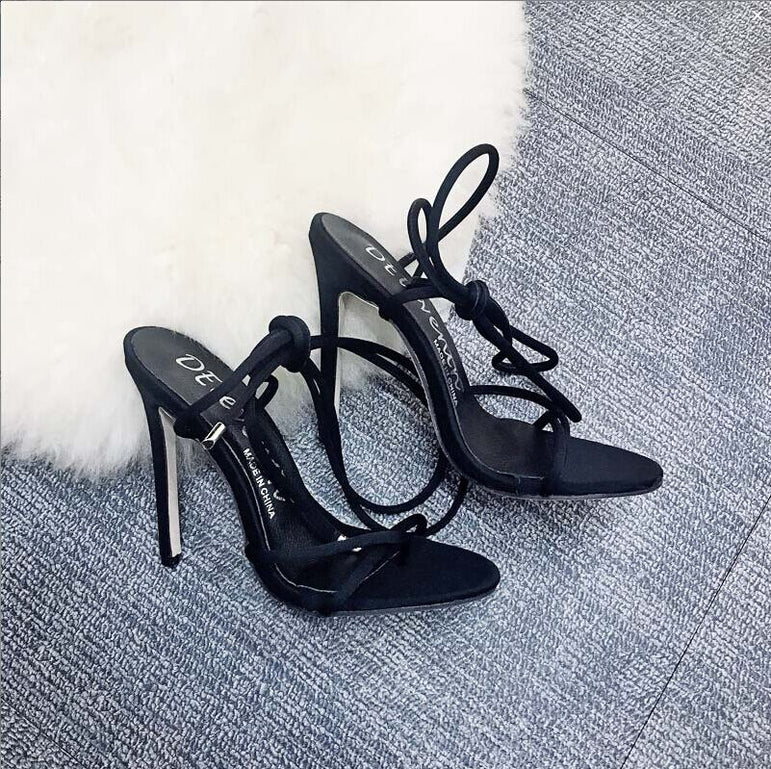 Super HighThin Heels Cross Strap Sandals