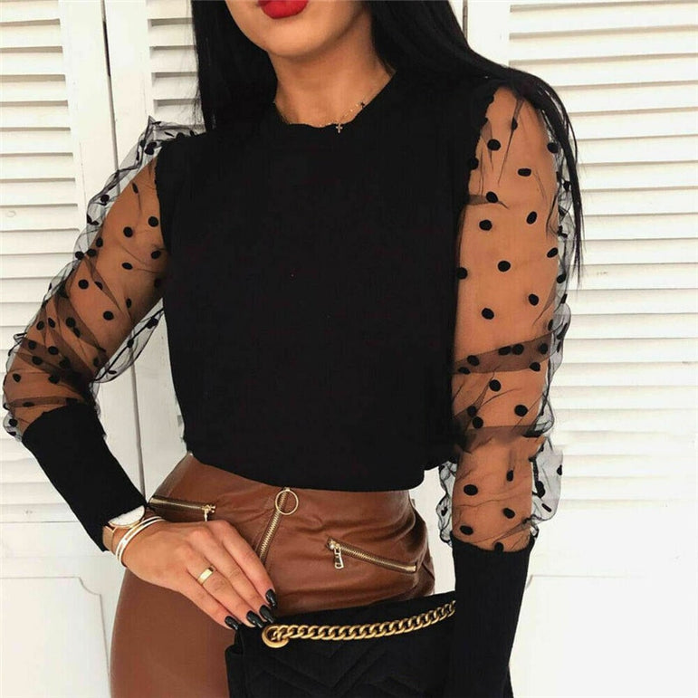 Women's Sheer Mesh See-through Blouse