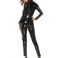 Leather Skinny Solid Color Jumpsuit Sexy Zipper