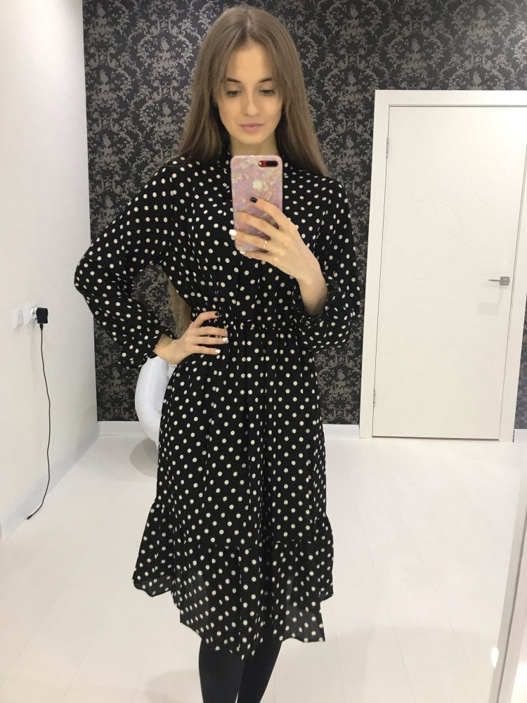 Office Polka Dot Vintage Women Dresss