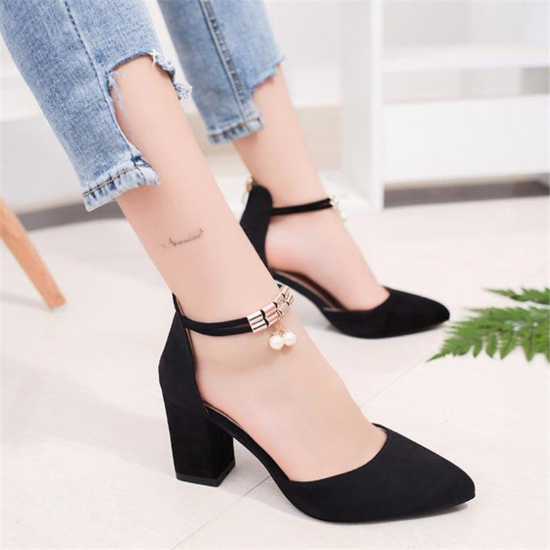 Flock pointed sandals sexy high heels