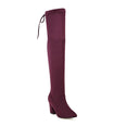 Flock Leather Women Over The Knee Boots