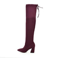 Flock Leather Women Over The Knee Boots