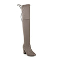 Flock Leather Women Over The Knee Boots