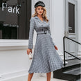 pleated belt plaid Vintage dress