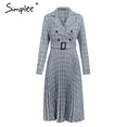 pleated belt plaid Vintage dress