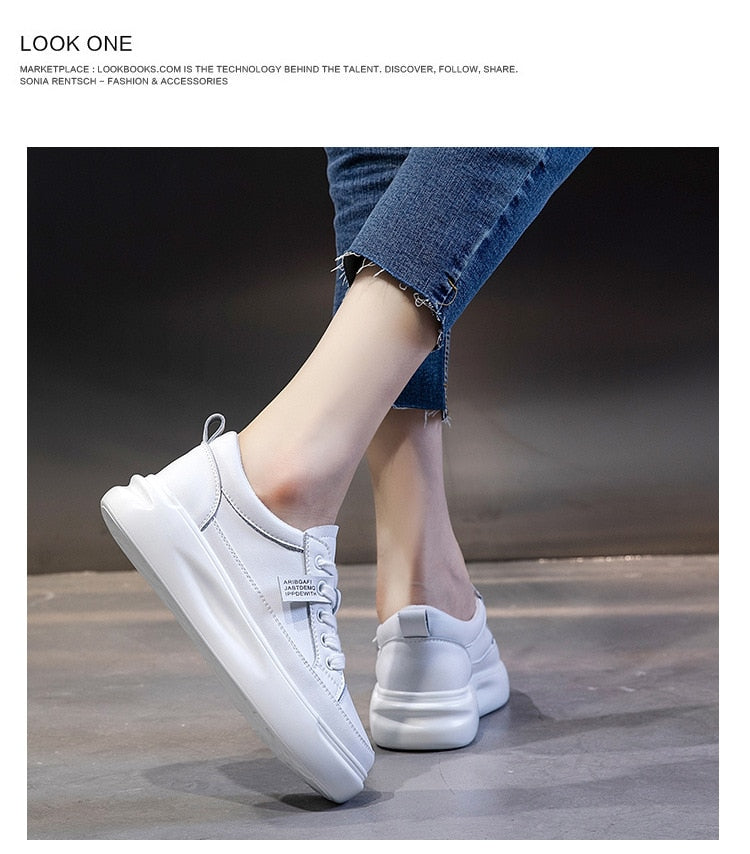 Genuine Leather Casual Shoes Women Sneakers