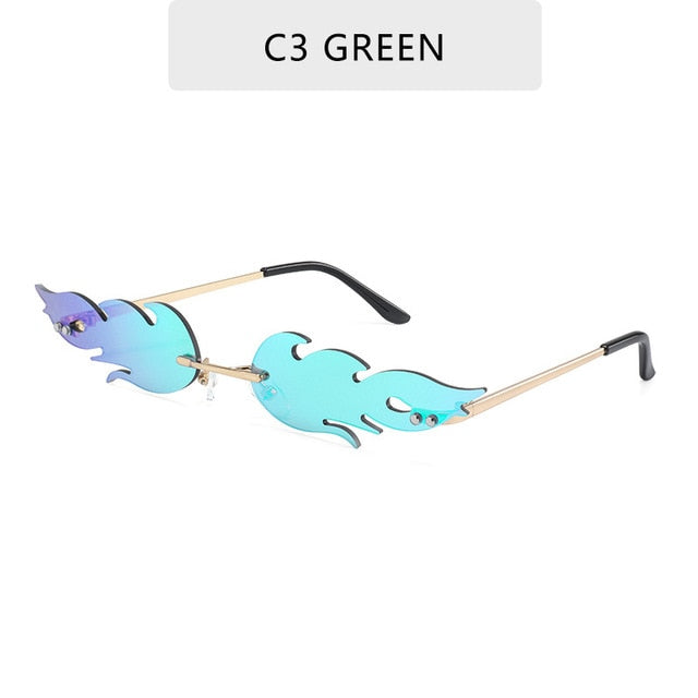 Fire Flame Sunglasses Women Men Rimless