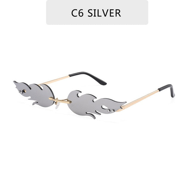 Fire Flame Sunglasses Women Men Rimless