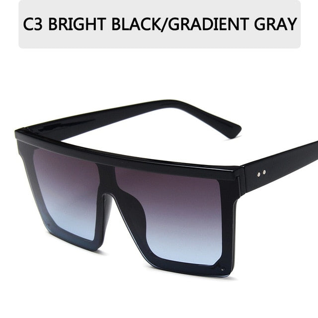 Flat Top Sunglasses Women Brand Designer Square Shades