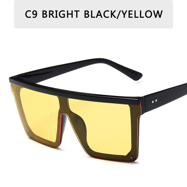 Flat Top Sunglasses Women Brand Designer Square Shades