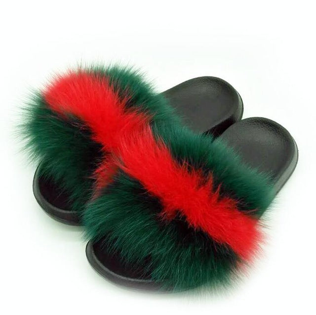 Women Real Fox Fur Slippers