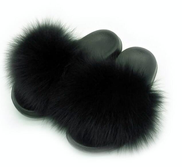 Women Real Fox Fur Slippers