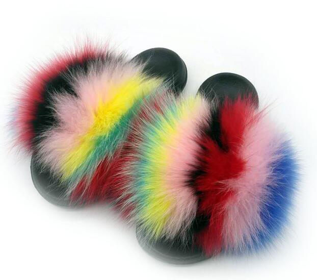 Women Real Fox Fur Slippers