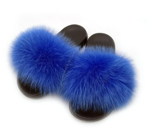 Women Real Fox Fur Slippers