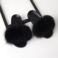 Thick Hair Summer Flat Slippers Fox Fur