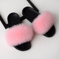 Thick Hair Summer Flat Slippers Fox Fur