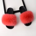 Thick Hair Summer Flat Slippers Fox Fur