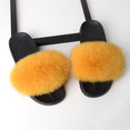 Thick Hair Summer Flat Slippers Fox Fur