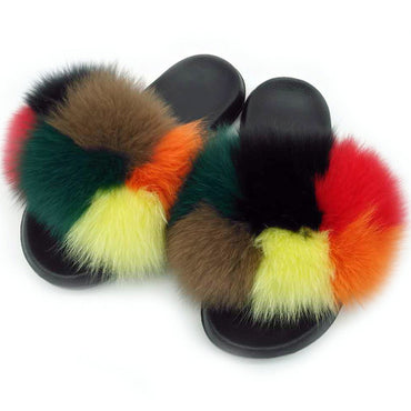 Women Real Fox Fur Slippers