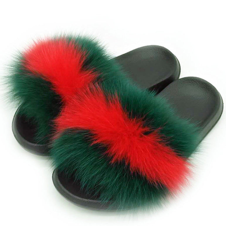 Women Real Fox Fur Slippers