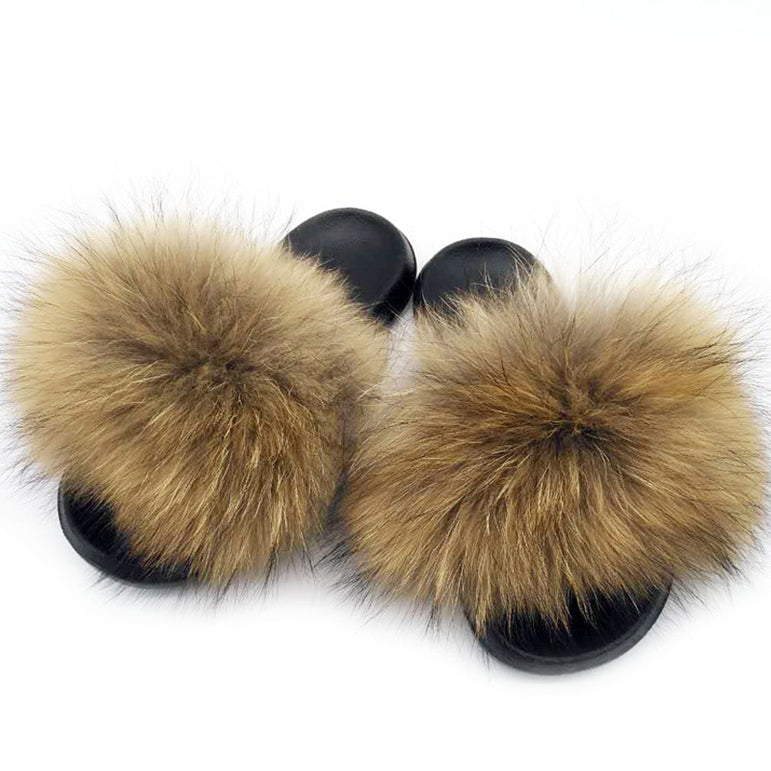 Women Real Fox Fur Slippers