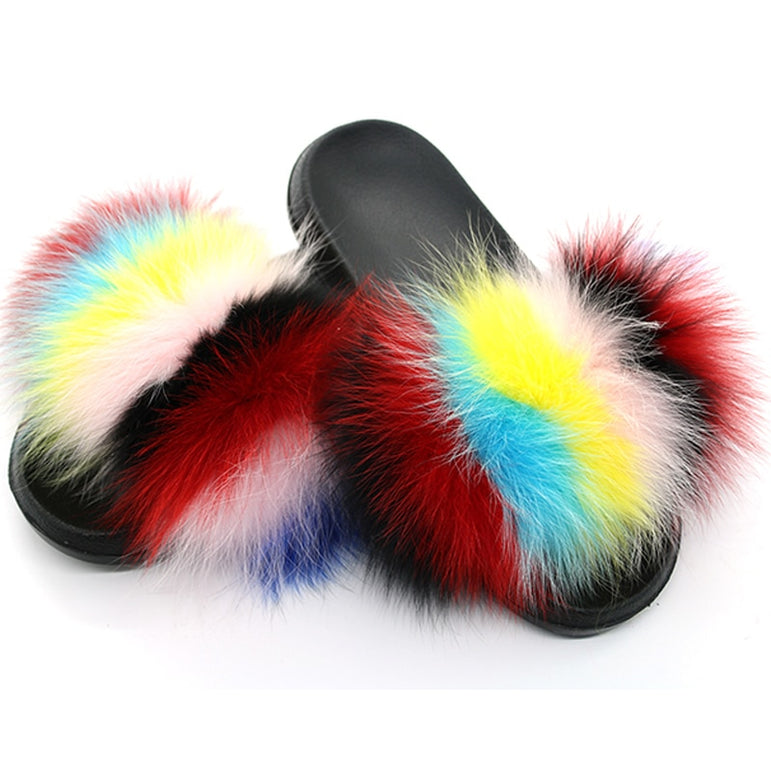 Women Real Fox Fur Slippers