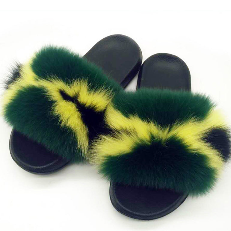 Women Real Fox Fur Slippers